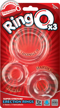 RingO X3 Mixed Pack 3-Pack Cock Rings Clear Silicone Cock Rings > Cock Ring > Sets