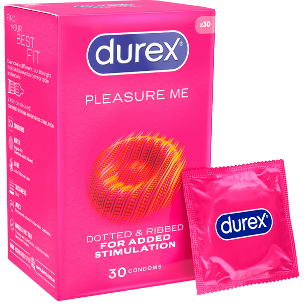 Durex Pleasure Me – Ribbed and Dotted Textured Latex Condoms – 10, 12 & 30 Pack > Essentials > Condoms
