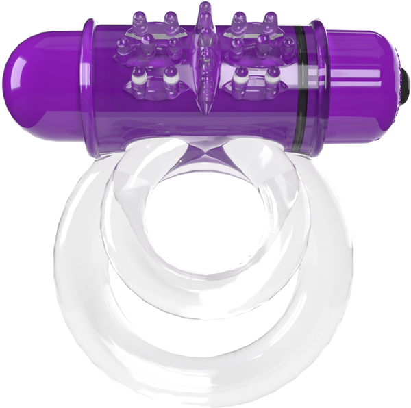 Double O 6 4B Low Pitch Bass Vibrating Ring with Raised Pleasure Ticklers and Extended Battery Life > Cock Ring > Vibrating