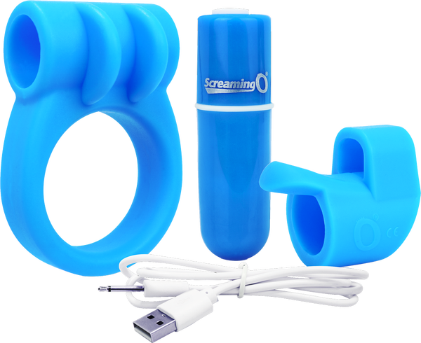 Charged Combo Kit 1 – Body-Safe Silicone Cock Ring and Fingertip Sleeve Kit > Sex Toys > Couples Toys