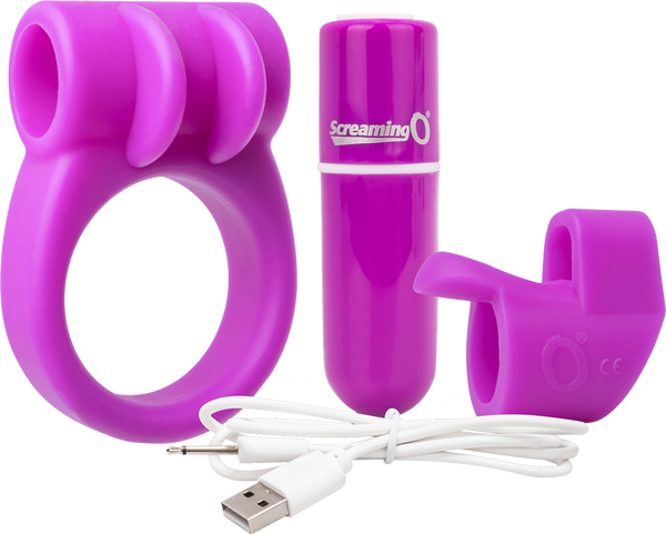 Charged Combo Kit 1 – Body-Safe Silicone Cock Ring and Fingertip Sleeve Kit > Sex Toys > Couples Toys