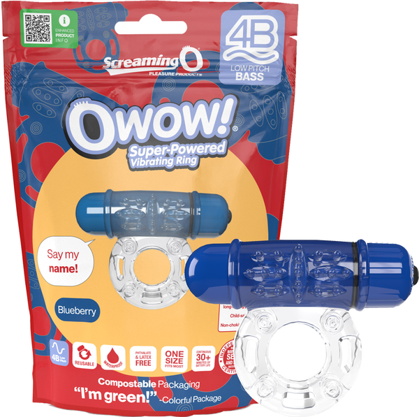 Owow 4B Low Pitch Bass Vibrating Ring – Body-Safe SEBS Stretchy Ring Blueberry > Cock Ring > Vibrating