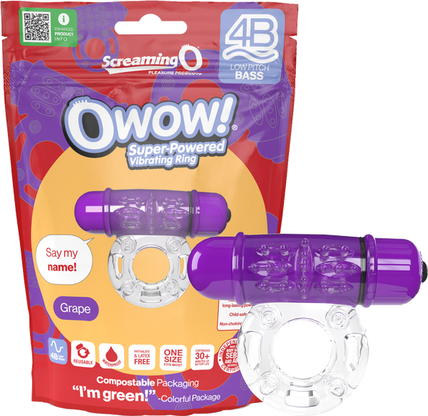 Screaming O 4B OWow Vibrating Ring – Body-Safe SEBS Material Vibrating Ring Grape > Cock Ring > Vibrating