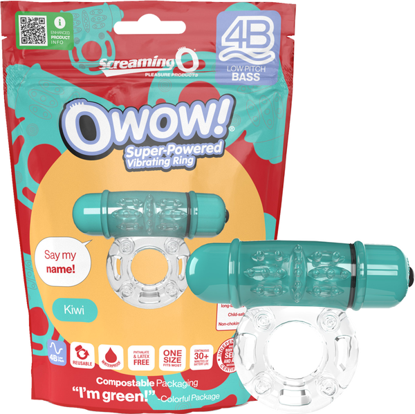 Screaming O 4B OWow Vibrating Ring – Body-Safe SEBS, Low Pitch Bass Vibrator Ring Kiwi > Cock Ring > Vibrating