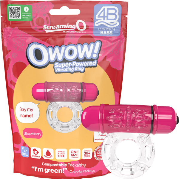 Owow 4B Low Pitch Bass Vibrating Cock Ring – Bass Frequency Technology Strawberry > Cock Ring > Vibrating