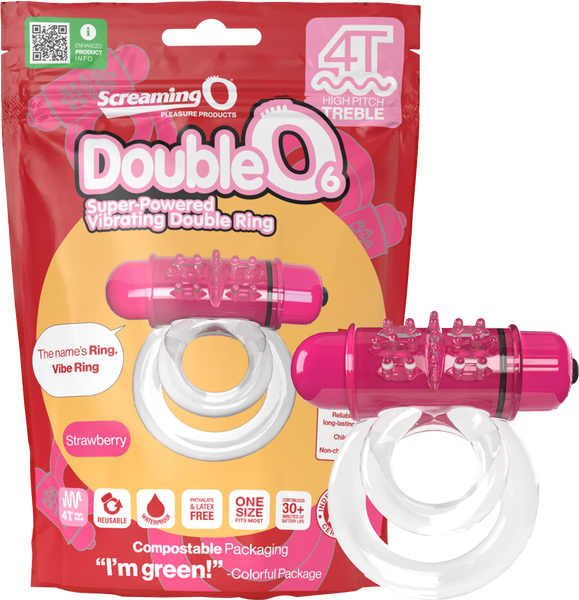 Double O 6 Vibrating Ring – Dual Rings with 4T Motor and Long-Lasting Batteries Strawberry > Cock Ring > Vibrating