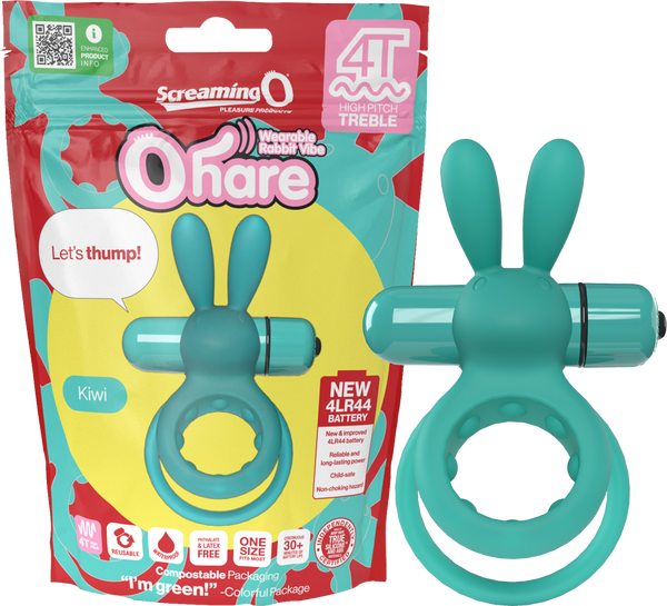 Ohare 4T High Pitch Treble Stretchy Double Ring True Silicone Rabbit Vibrator Kiwi > Sex Toys > Couples Toys