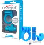 Charged Combo Kit 1 – Body-Safe Silicone Cock Ring and Fingertip Sleeve Kit Blue > Sex Toys > Couples Toys