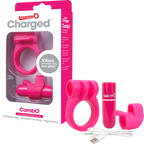 Charged Combo Kit 1 – Body-Safe Silicone Cock Ring and Fingertip Sleeve Kit Pink > Sex Toys > Couples Toys