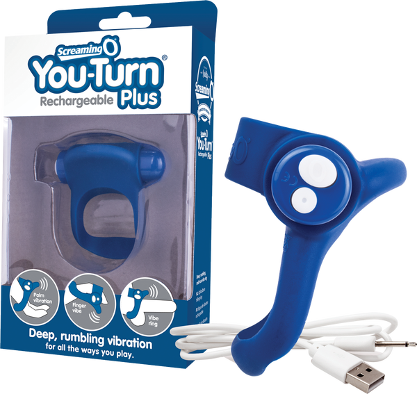 Charged You-Turn Plus – Rechargeable Silicone Vibrating Cock Ring Blueberry > Cock Ring > Vibrating