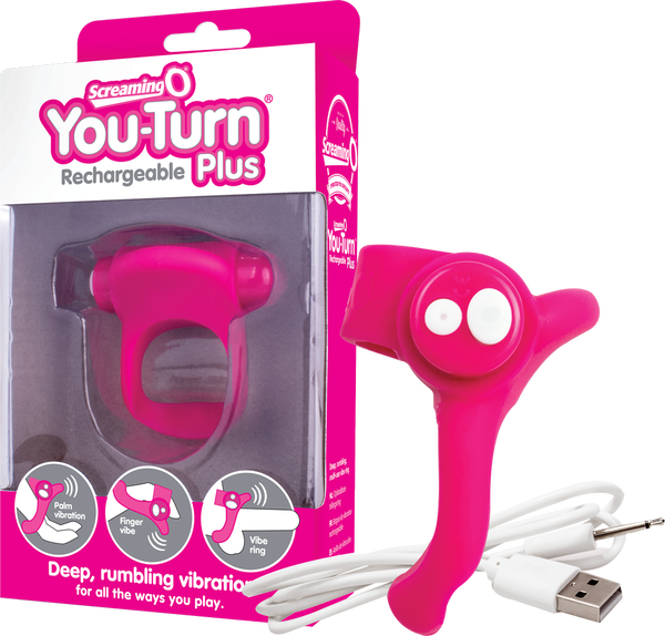 Charged You-Turn Plus – Rechargeable Silicone Vibrating Cock Ring Strawberry > Cock Ring > Vibrating