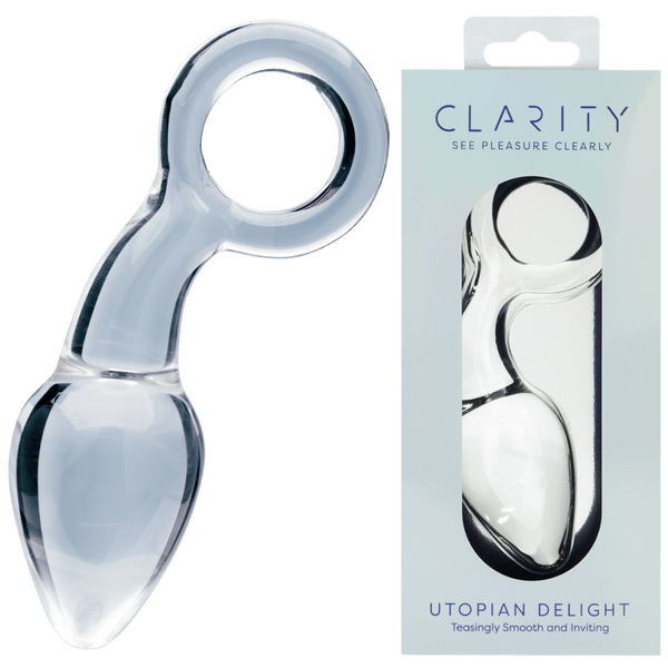 Clarity Utopian Delight – 3.5 Inch Handcrafted Borosilicate Glass Butt Plug One Size > Glass > Dildos