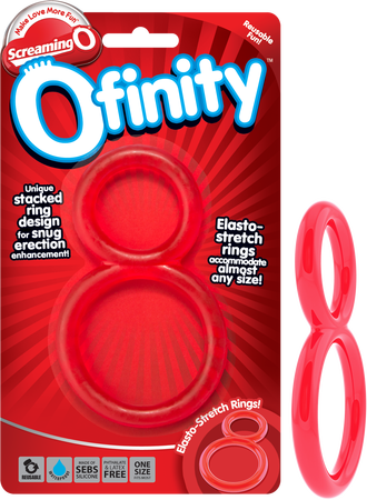 Ofinity Double Erection Ring – Stretchy Silicone Adjustable Cock Ring Red > Cock Ring > Single