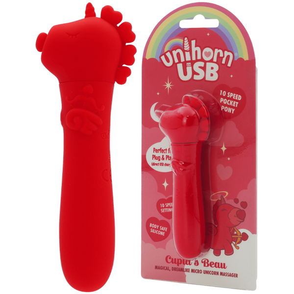 Unihorn Cupid's Beau Silicone USB Rechargeable Bullet Vibrator with 10 Speeds Red > Sex Toys For Ladies > Clitoral Vibrators and Stimulators