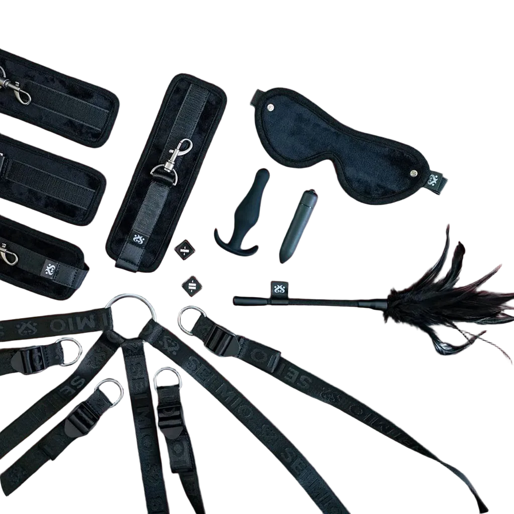 SEI MIO Complete Surrender Bed Tether Seduction Set – Restraint and Teasing Kit