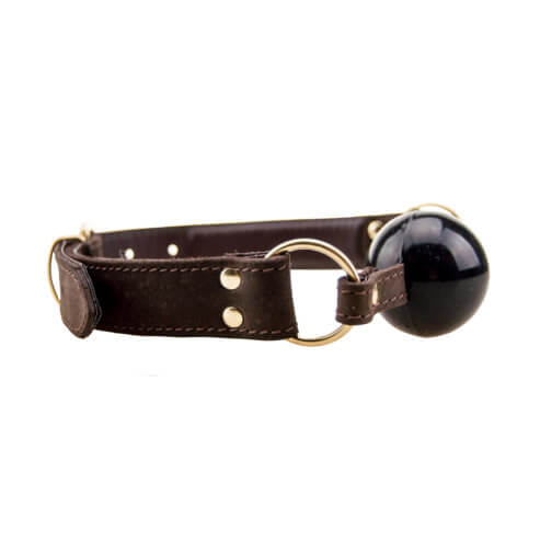 Bound Nubuck Leather Solid Ball Gag – Durable Leather Ball Gag Secondary image