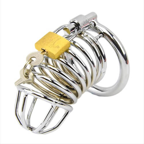 Impound Spiral Male Chastity Device – Metal Male Chastity Device with Padlock and Three Keys Default Title Cages