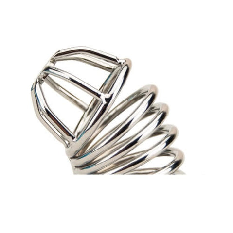 Impound Spiral Male Chastity Device – Metal Male Chastity Device with Padlock and Three Keys Cages