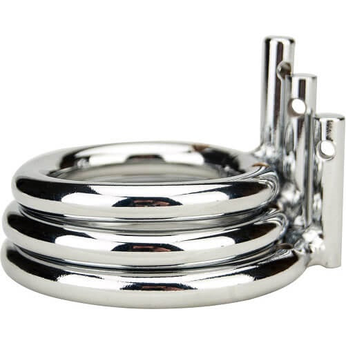 Impound Spiral Male Chastity Device – Metal Male Chastity Device with Padlock and Three Keys Cages