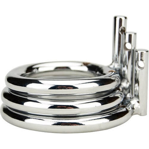 Impound Spiral Male Chastity Device – Metal Male Chastity Device with Padlock and Three Keys Cages