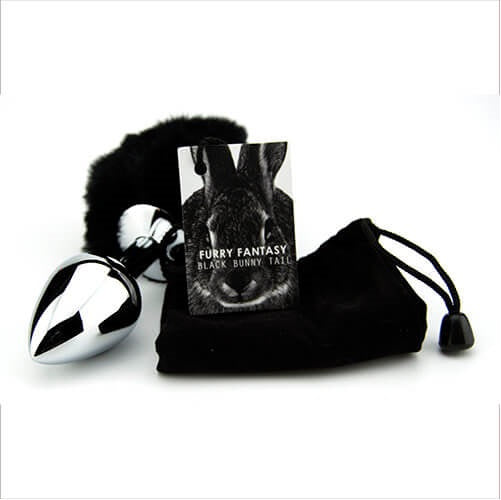 Furry Fantasy Black Bunny Tail – Teardrop Metal Butt Plug > Anal Range > Tail Butt Plugs