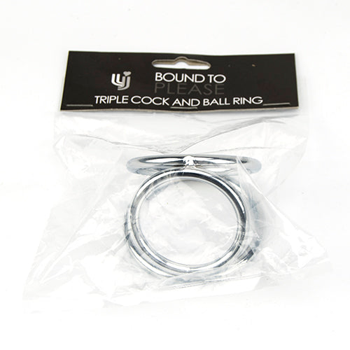 Bound to Please Triple Cock and Ball Ring – Rigid Metal Cock and Ball Ring > Cock Ring > Metal