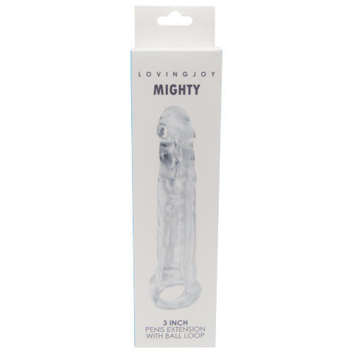 Loving Joy Mighty (Clear) 3 Inch Penis Extension with Ball Loop – Penis Extension > Sex Toys For Men > Penis Sleeves