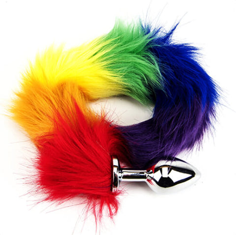 Furry Fantasy Rainbow Tail – Tear Drop Aluminum Alloy Butt Plug Tails