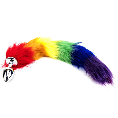 Furry Fantasy Rainbow Tail – Tear Drop Aluminum Alloy Butt Plug Tails