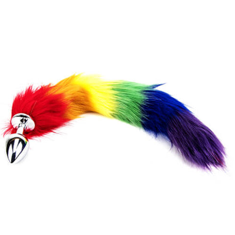 Furry Fantasy Rainbow Tail – Tear Drop Aluminum Alloy Butt Plug Tails