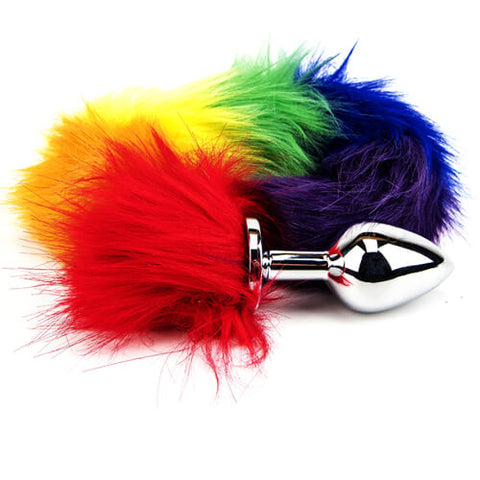 Furry Fantasy Rainbow Tail – Tear Drop Aluminum Alloy Butt Plug Tails