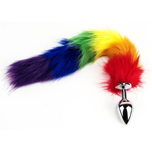 Furry Fantasy Rainbow Tail – Tear Drop Aluminum Alloy Butt Plug Tails