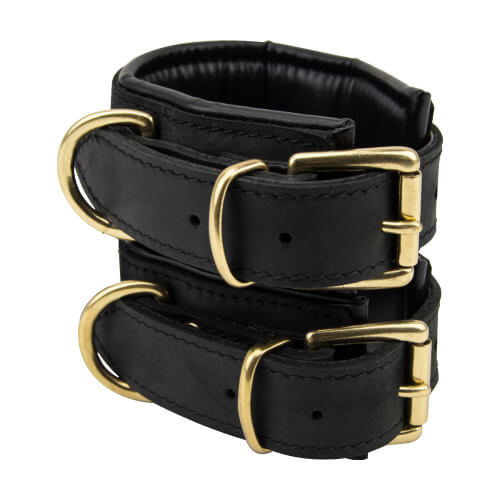 Bound Noir Nubuck Leather Slim Wrist Cuffs – High-Quality Leather Restraint Cuffs Secondary image