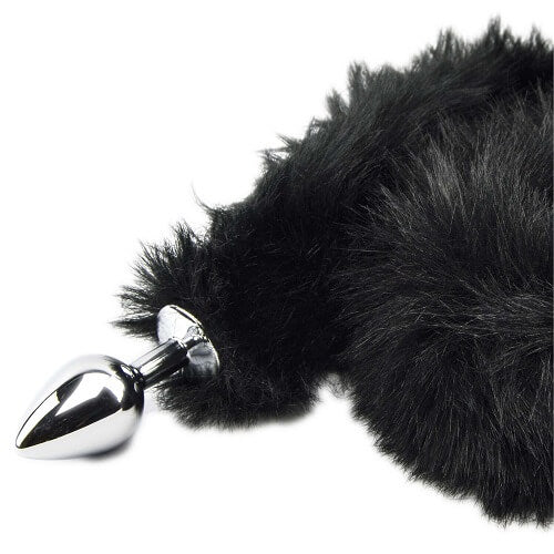 Furry Fantasy Black Panther Tail (Black) – Butt Plug with 30 Inch Tail, 8.2cm Length, 3.4cm Diameter > Anal Range > Tail Butt Plugs