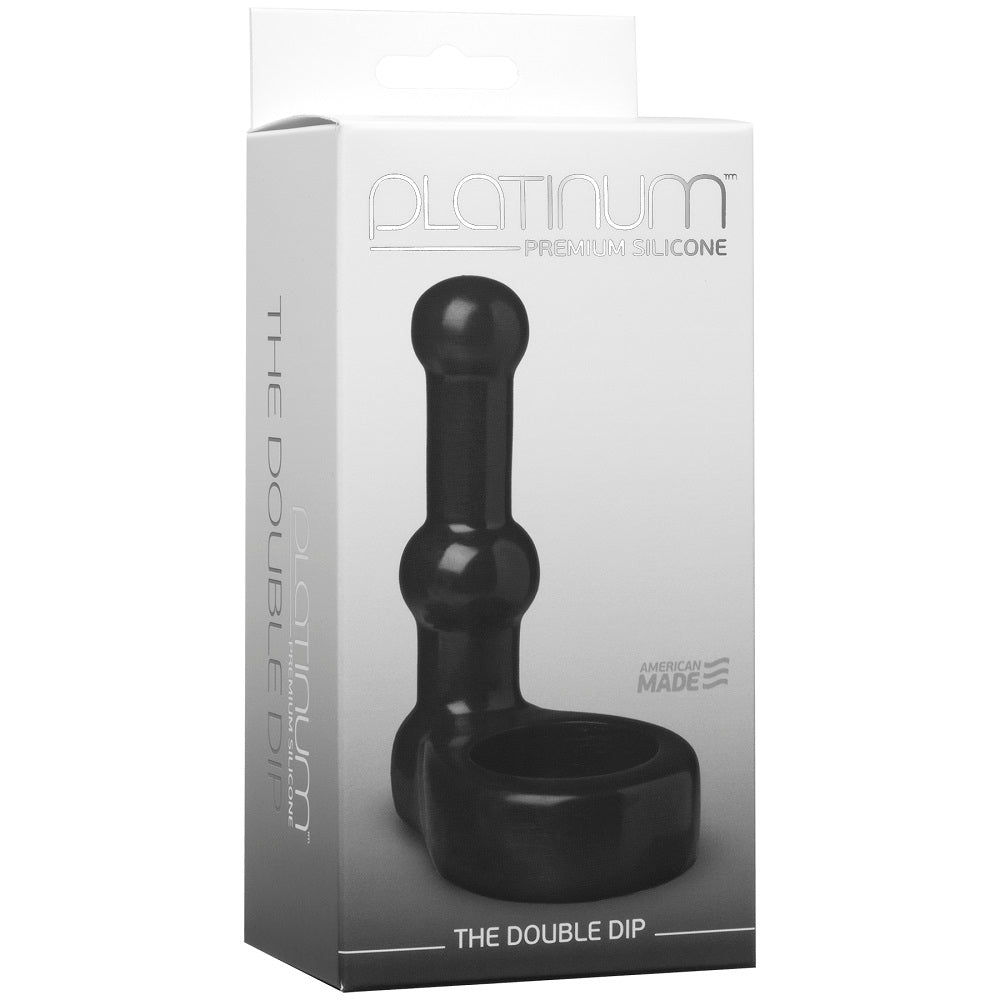 Doc Johnson Platinum The Double Dip (Black) – Luxury Double Penetration Dildo COCK RINGS