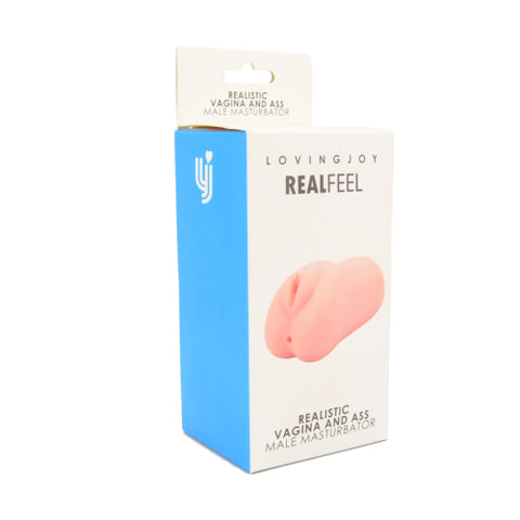 Loving Joy Realistic Vagina and Ass Male Masturbator – Stretchy TPR Male Masturbator with Ribbed Textures and 4.75 Inch Insertable Length Strokers - Manual
