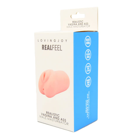 Loving Joy Realistic Vagina and Ass Male Masturbator – Stretchy TPR Male Masturbator with Ribbed Textures and 4.75 Inch Insertable Length Strokers - Manual