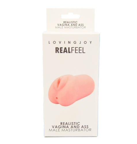 Loving Joy Realistic Vagina and Ass Male Masturbator – Stretchy TPR Male Masturbator with Ribbed Textures and 4.75 Inch Insertable Length Strokers - Manual