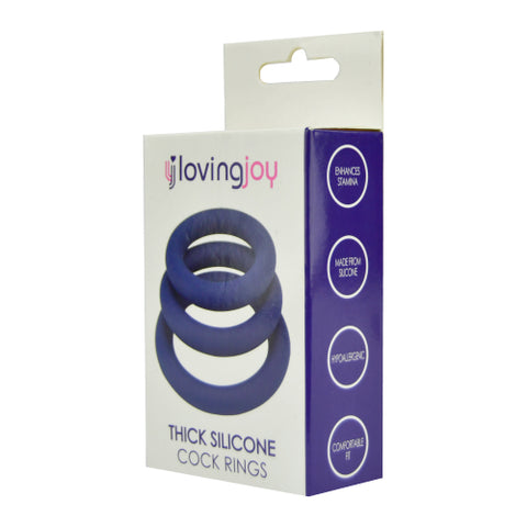 Loving Joy Thick Silicone Cock Rings 3 Pack – Comfortable Stretchy Silicone Cock Rings COCK RING Set