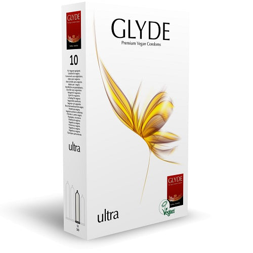 Glyde Ultra Vegan Condoms 10 Pack (Natural Color) – Premium Vegan Condoms 180mm Length 53mm Width Default Title Condoms