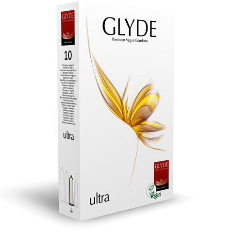 Glyde Ultra Vegan Condoms 10 Pack (Natural Color) – Premium Vegan Condoms 180mm Length 53mm Width Default Title Condoms
