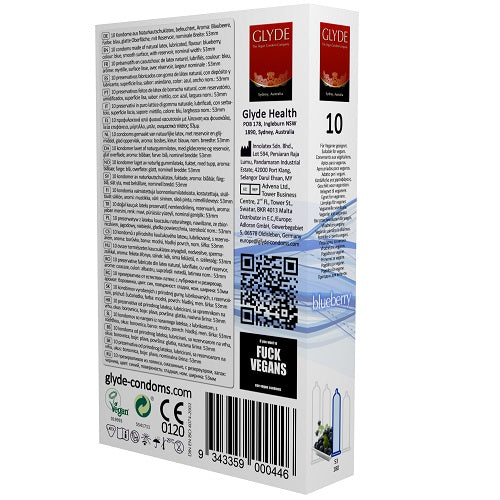 Glyde Ultra Blueberry (Blue) – Vegan Lubricated Condoms 10 Pack > Essentials > Condoms