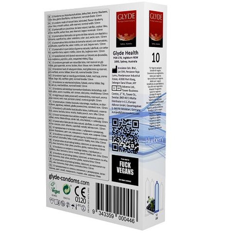 Glyde Ultra Blueberry (Blue) – Vegan Lubricated Condoms 10 Pack > Essentials > Condoms