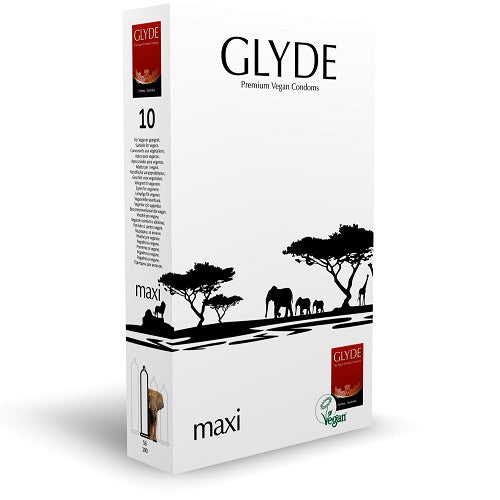Glyde Ultra Maxi (Natural) – Premium Vegan Condoms Extra Long and Wide 190mm Length 56mm Width Default Title > Essentials > Condoms Main image