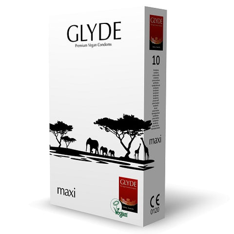 Glyde Ultra Maxi (Natural) – Premium Vegan Condoms Extra Long and Wide 190mm Length 56mm Width Condoms