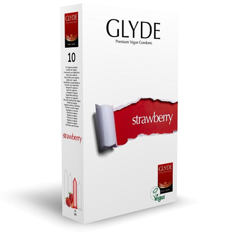 Glyde Ultra (Red, Strawberry Flavour) – Vegan Lubricated Condoms 10 Pack Default Title Condoms