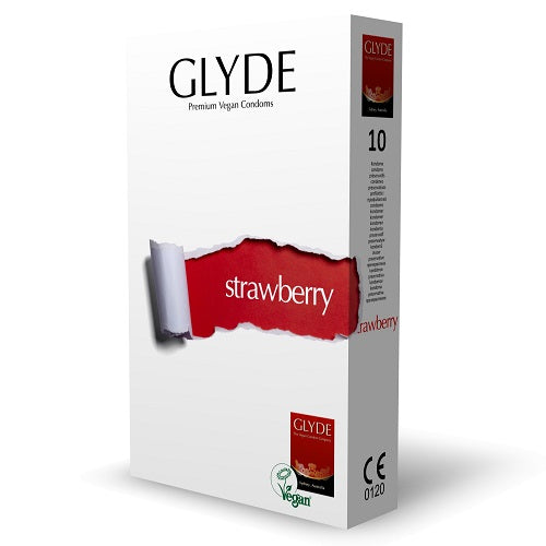 Glyde Ultra (Red, Strawberry Flavour) – Vegan Lubricated Condoms 10 Pack Condoms
