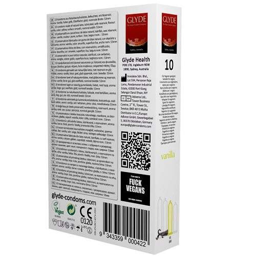 Glyde Ultra (Vanilla) – Vegan Flavored Condoms 10 Pack > Essentials > Condoms