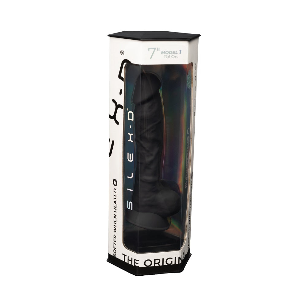 Silexd 7 Inch Model 1 Black - Dildo with Balls Dongs Realistic
