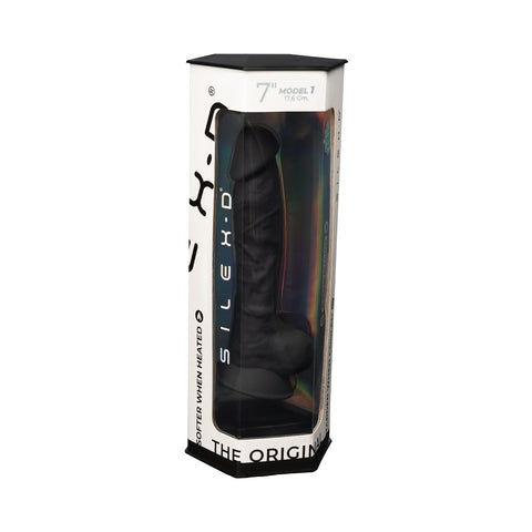 Silexd 7 Inch Model 1 Black - Dildo with Balls Dongs Realistic
